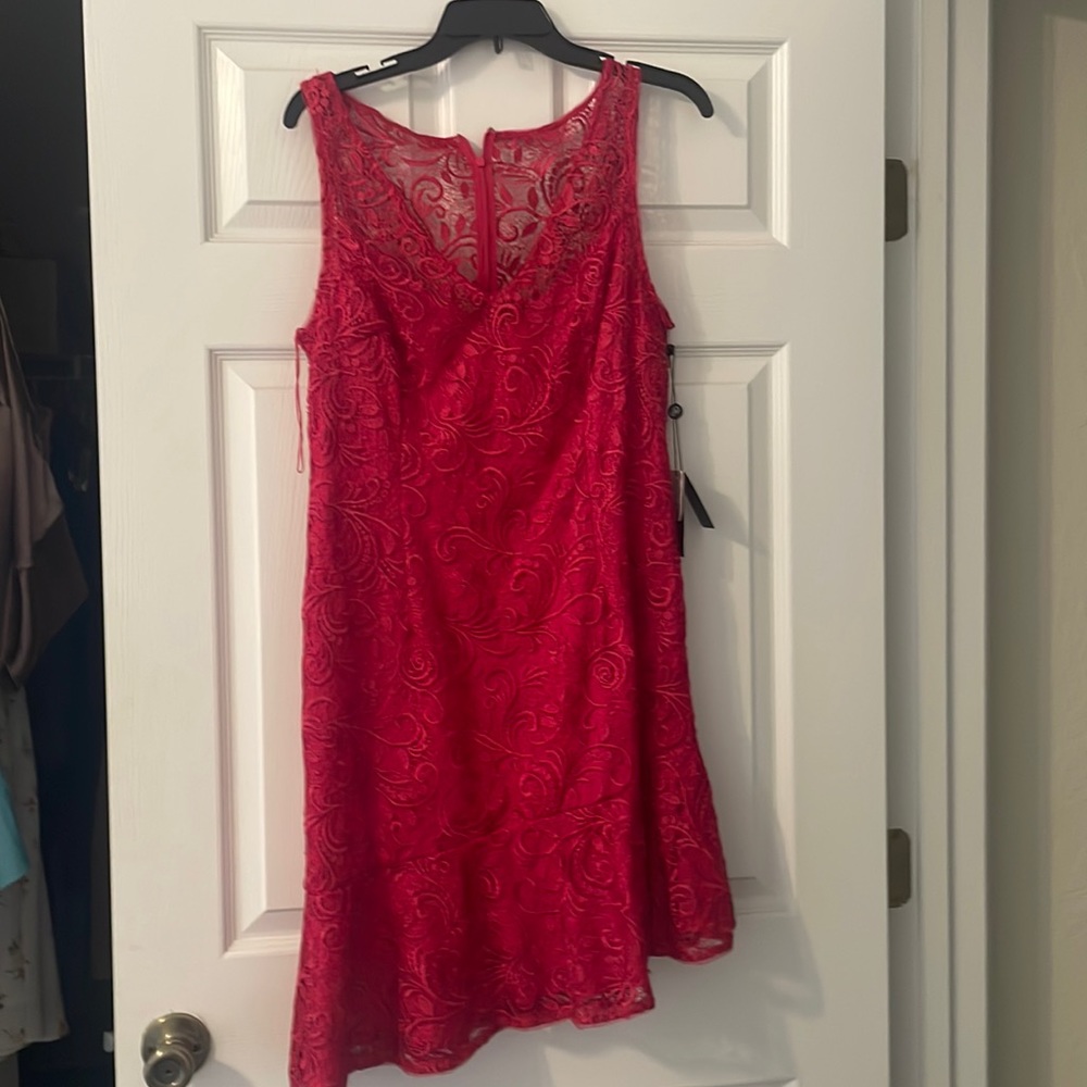 New with tag lace, asymmetrical Adrianna Pappell dress.